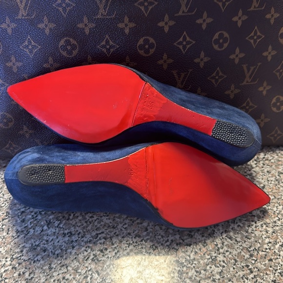 Christian Louboutin Blue Suede Wedge Heels EU 39 - Picture 9 of 14